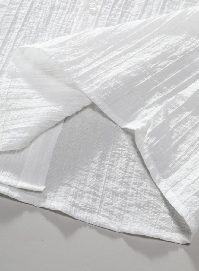 Take Two Men Textured White Short Sleeve Shirt - Image 5